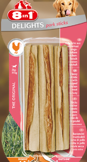 Snack Per Cani - 8in1 Delights pork sticks Pezzi 3 gr.75