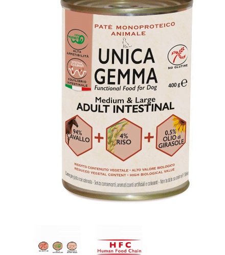 Alimento Umido Cane Funzionale - Unica Gemma - Adult Medium & Large Intestinal Wet Gr.400