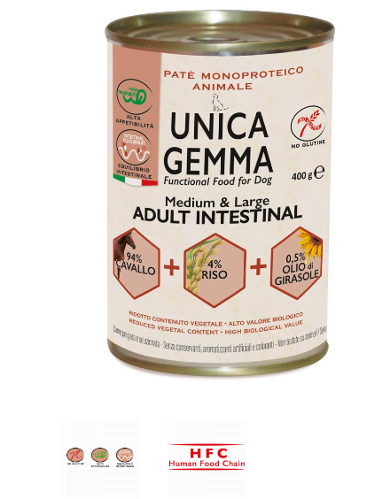 Alimento Umido Cane Funzionale - Unica Gemma - Adult Medium & Large Intestinal Wet Gr.400