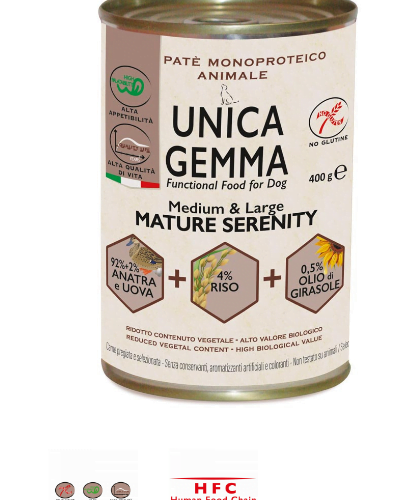 Alimento Umido Cane Funzionale - Unica Gemma - Mature Medium & Large Serenity Wet Gr.400