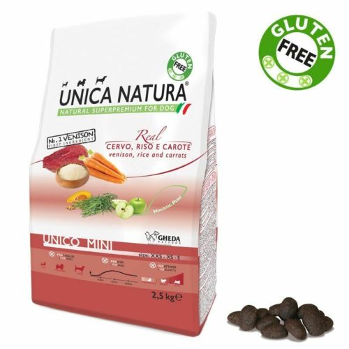 Alimento Secco Cane UNICA NATURA – Unico Mini – Cervo, Riso e Carote kg.7.5