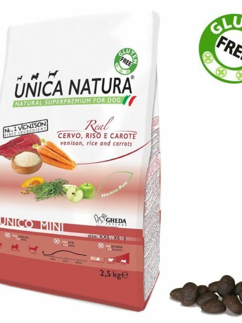 Alimento Secco Cane UNICA NATURA – Unico Mini – Cervo, Riso e Carote kg.2.5